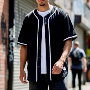 LA DREAMZ Black Baseball Jersey Style MBJ1001 2XL Urban Hip Hop Streetwear Blank